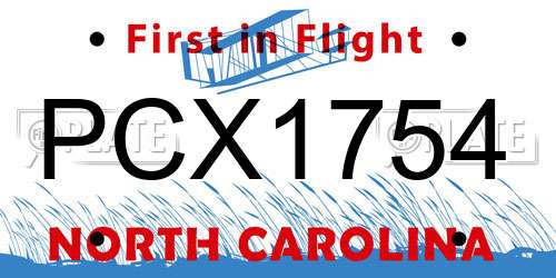 PCX1754 North Carolina License Plate