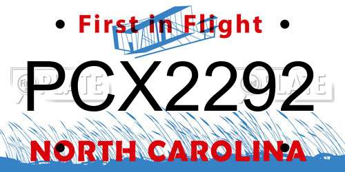 PCX2292 North Carolina License Plate