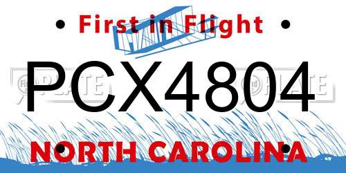 PCX4804 North Carolina License Plate