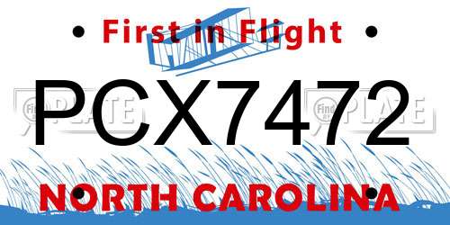 PCX7472 North Carolina License Plate