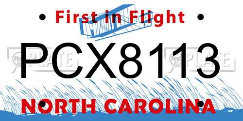 PCX8113 North Carolina License Plate
