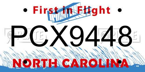 PCX9448 North Carolina License Plate