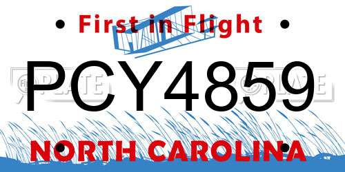 PCY4859 North Carolina License Plate