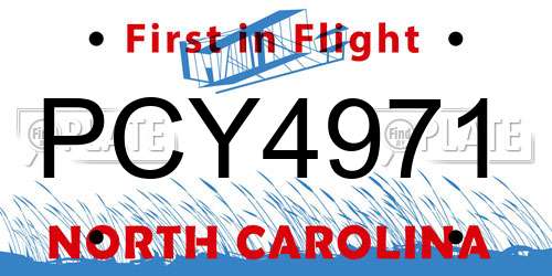 PCY4971 North Carolina License Plate