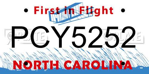 PCY5252 North Carolina License Plate
