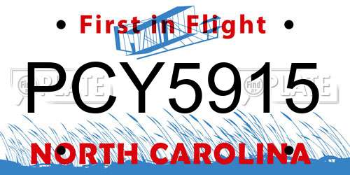 PCY5915 North Carolina License Plate