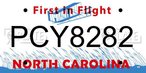 PCY8282 North Carolina License Plate