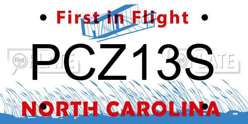 PCZ13S North Carolina License Plate