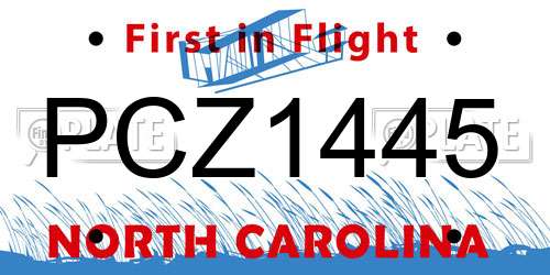 PCZ1445 North Carolina License Plate