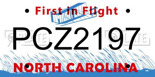 PCZ2197 North Carolina License Plate
