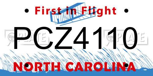 PCZ4110 North Carolina License Plate