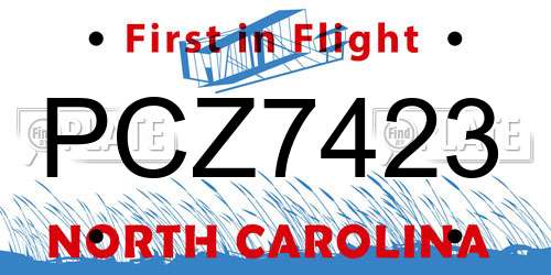 PCZ7423 North Carolina License Plate