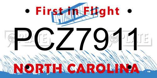 PCZ7911 North Carolina License Plate
