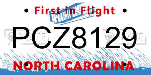 PCZ8129 North Carolina License Plate