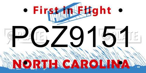 PCZ9151 North Carolina License Plate