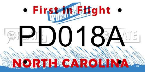 PD018A North Carolina License Plate