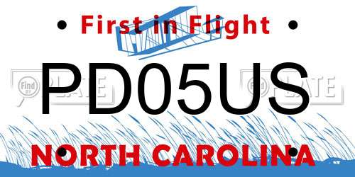 PD05US North Carolina License Plate