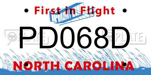 PD068D North Carolina License Plate