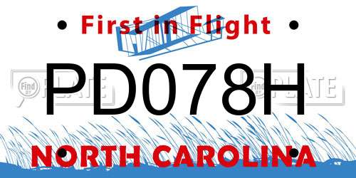PD078H North Carolina License Plate