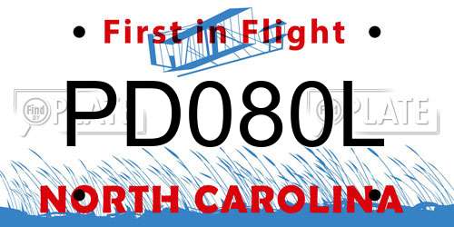 PD080L North Carolina License Plate