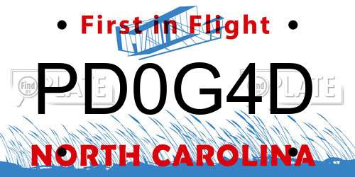PD0G4D North Carolina License Plate