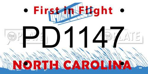 PD1147 North Carolina License Plate