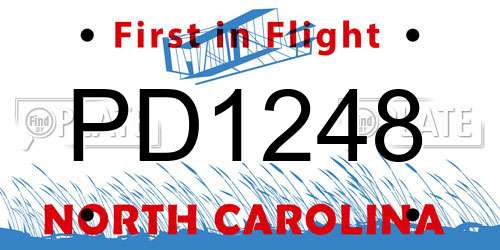 PD1248 North Carolina License Plate