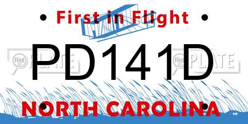 PD141D North Carolina License Plate