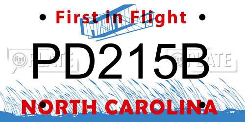 PD215B North Carolina License Plate