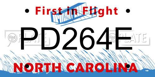PD264E North Carolina License Plate