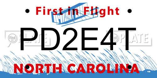PD2E4T North Carolina License Plate