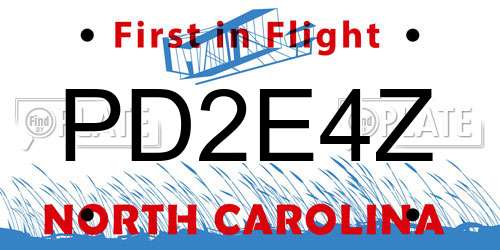 PD2E4Z North Carolina License Plate