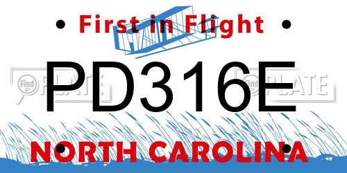 PD316E North Carolina License Plate