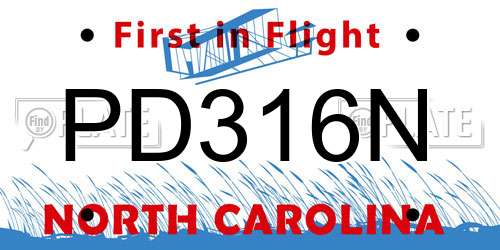 PD316N North Carolina License Plate