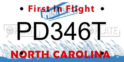 PD346T North Carolina License Plate