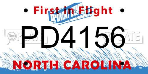 PD4156 North Carolina License Plate