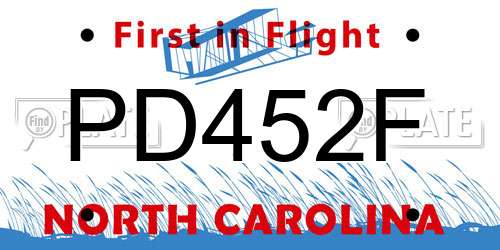 PD452F North Carolina License Plate
