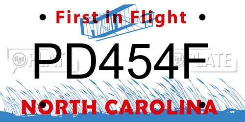 PD454F North Carolina License Plate