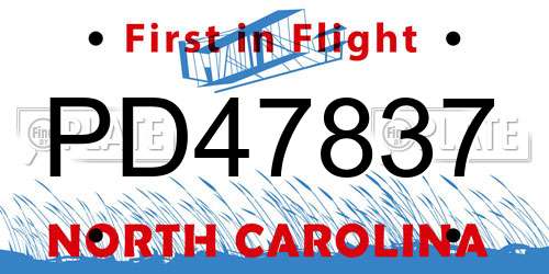 PD47837 North Carolina License Plate