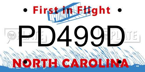 PD499D North Carolina License Plate