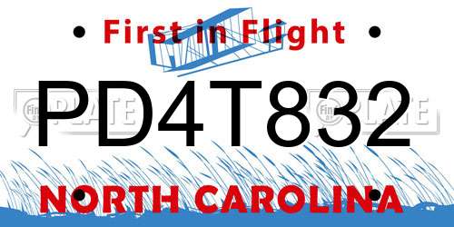PD4T832 North Carolina License Plate