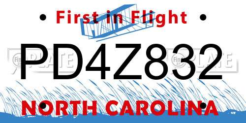 PD4Z832 North Carolina License Plate