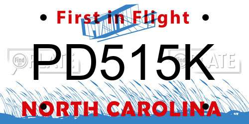 PD515K North Carolina License Plate