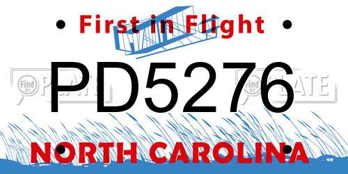 PD5276 North Carolina License Plate