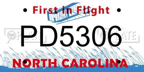 PD5306 North Carolina License Plate