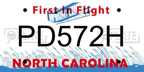 PD572H North Carolina License Plate
