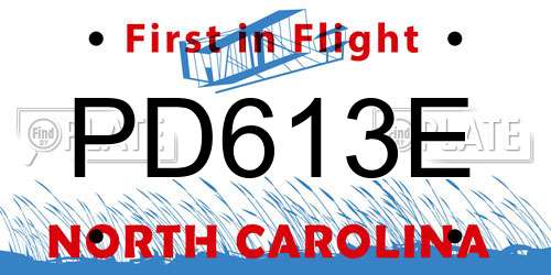 PD613E North Carolina License Plate