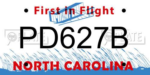 PD627B North Carolina License Plate