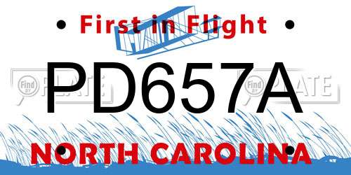 PD657A North Carolina License Plate