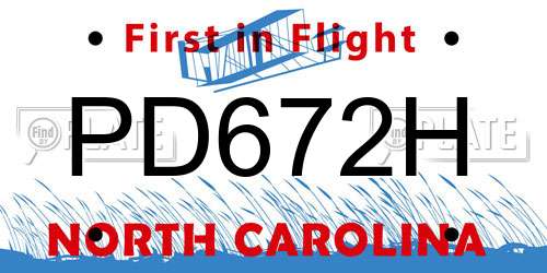 PD672H North Carolina License Plate